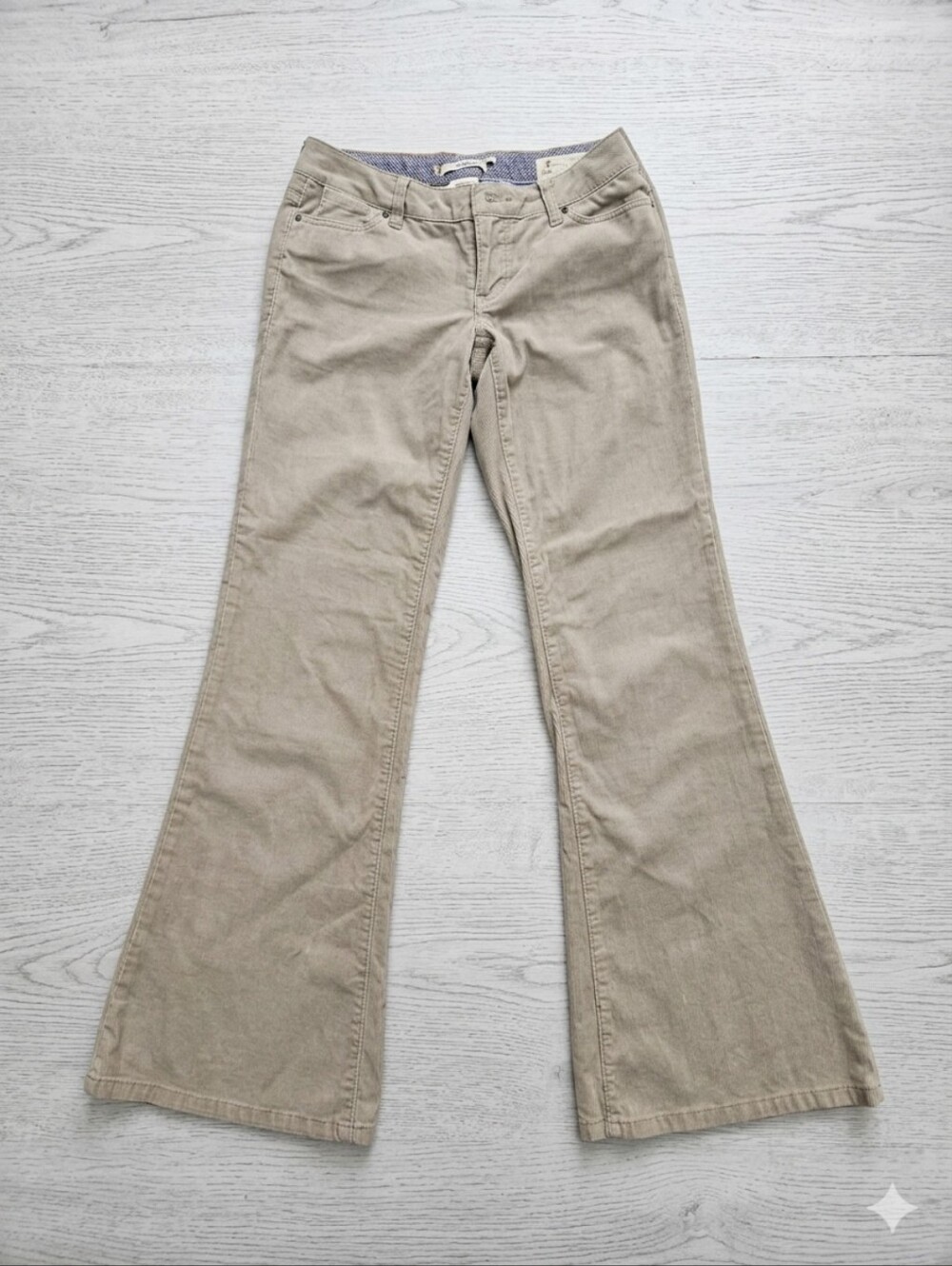 VTG Gap Jeans Limited Edition Corduroy Flare Pants Low Rise Beige Tan Size 4 Y2K